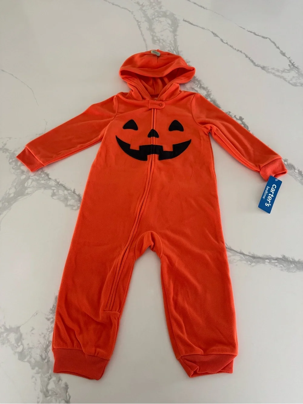 Halloween Jack-O-Lantern Pumpkin Hooded Toddler One Piece Pajamas or Costume 2T